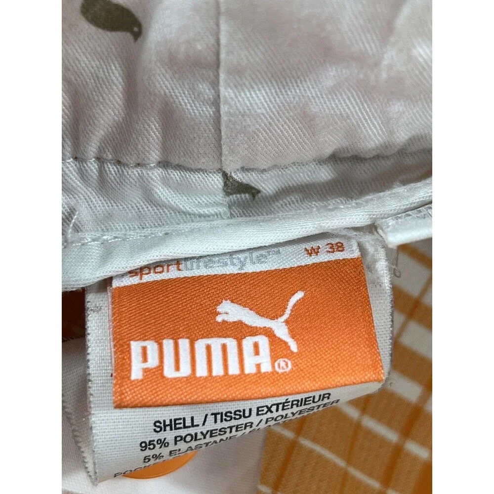 Puma Golf Mens Dry Cell Plaid Performance Shorts Orange White Size 38